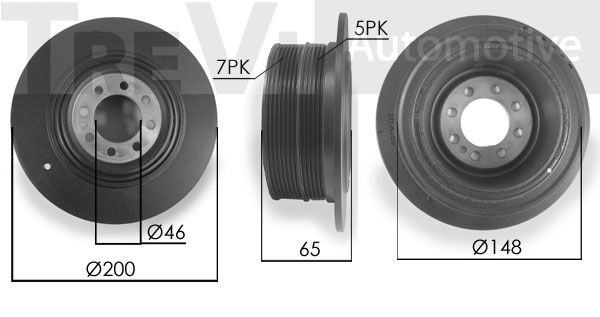 TREVI AUTOMOTIVE Hihnapyörä, kampiakseli PC1251